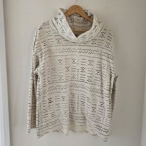 Burton Cream Patterned Women's Cowl Neck Sweater